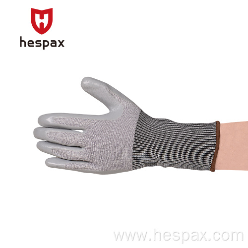 Hespax Anti Cut Nitrile Dipped Industrial Glove Construction